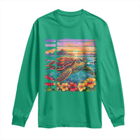 Hawaii Sea Turtle Long Sleeve Shirt Tropical Sunset Island Vacation Gift