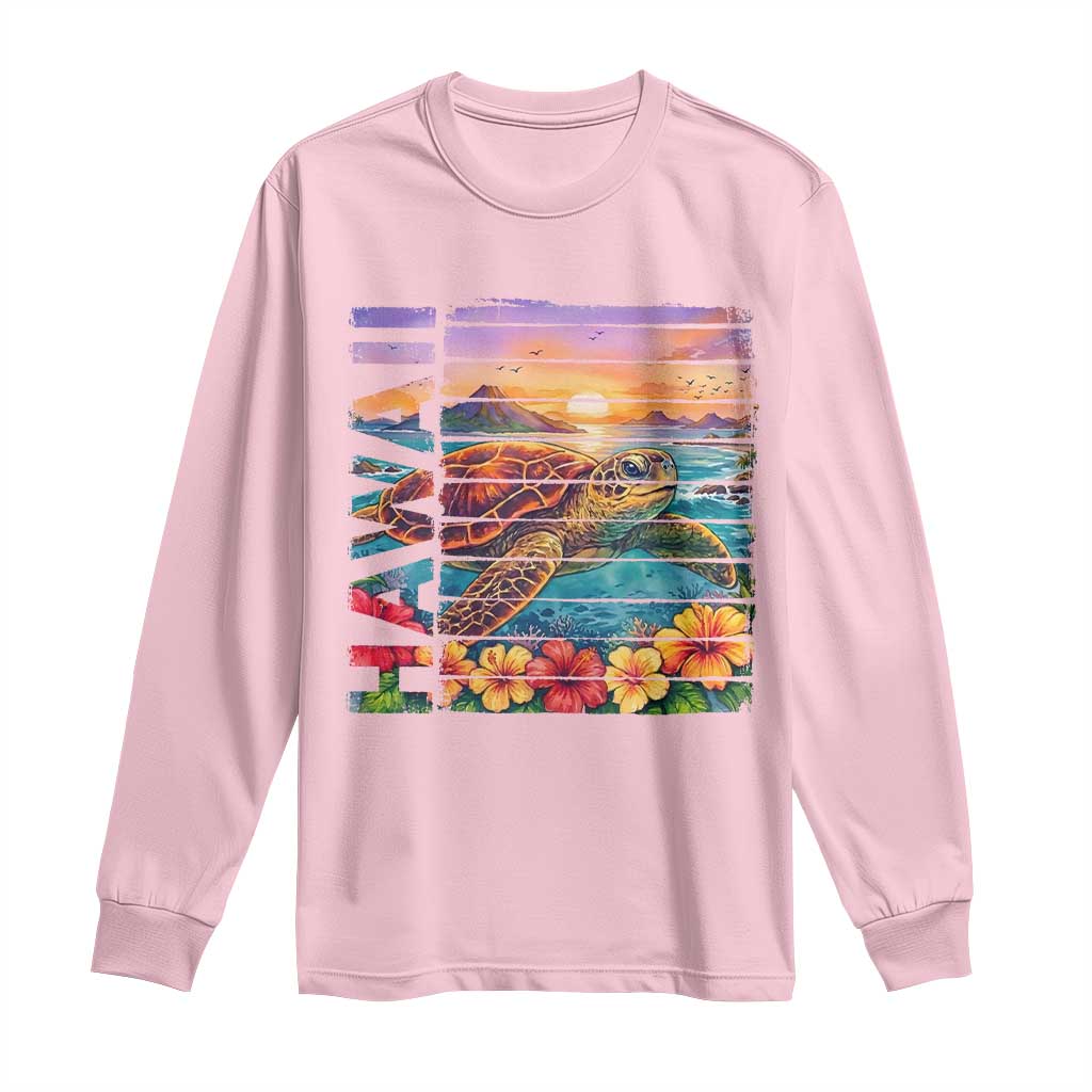 Hawaii Sea Turtle Long Sleeve Shirt Tropical Sunset Island Vacation Gift