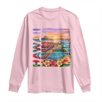 Hawaii Sea Turtle Long Sleeve Shirt Tropical Sunset Island Vacation Gift