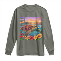 Hawaii Sea Turtle Long Sleeve Shirt Tropical Sunset Island Vacation Gift