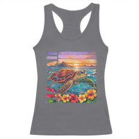 Hawaii Sea Turtle Racerback Tank Top Tropical Sunset Island Vacation Gift