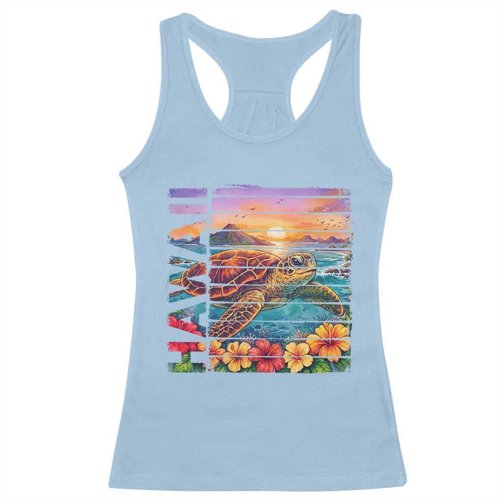 Hawaii Sea Turtle Racerback Tank Top Tropical Sunset Island Vacation Gift