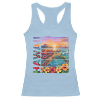 Hawaii Sea Turtle Racerback Tank Top Tropical Sunset Island Vacation Gift