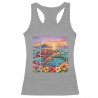 Hawaii Sea Turtle Racerback Tank Top Tropical Sunset Island Vacation Gift