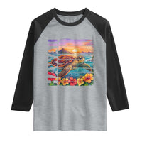 Hawaii Sea Turtle Raglan Shirt Tropical Sunset Island Vacation Gift