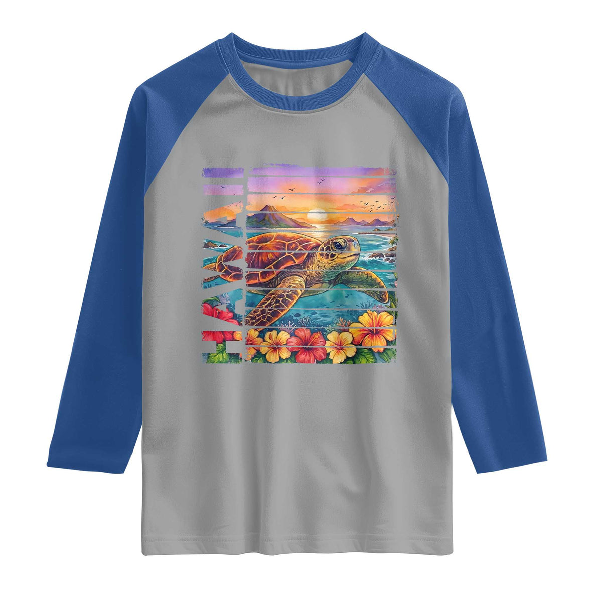 Hawaii Sea Turtle Raglan Shirt Tropical Sunset Island Vacation Gift