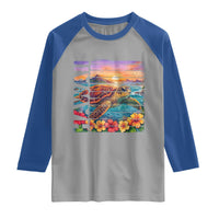 Hawaii Sea Turtle Raglan Shirt Tropical Sunset Island Vacation Gift