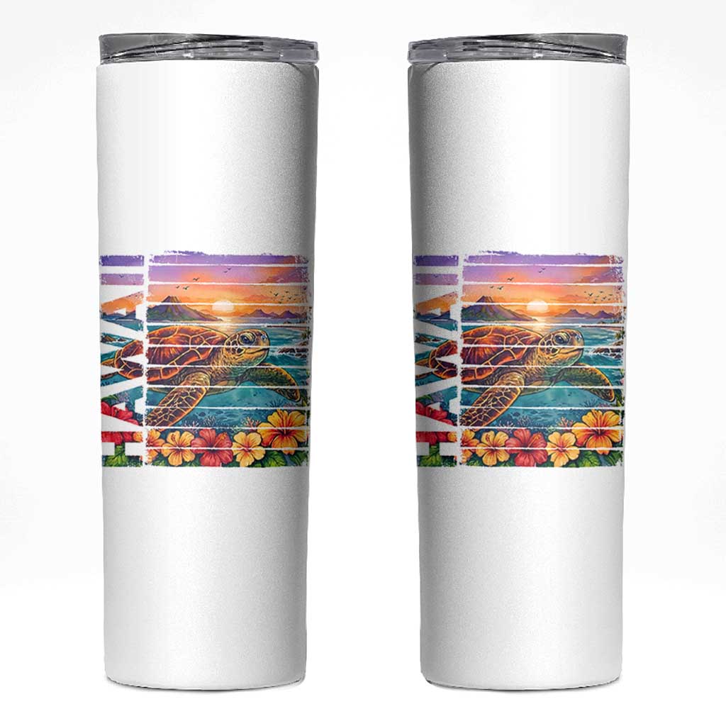 Hawaii Sea Turtle Skinny Tumbler Tropical Sunset Island Vacation Gift