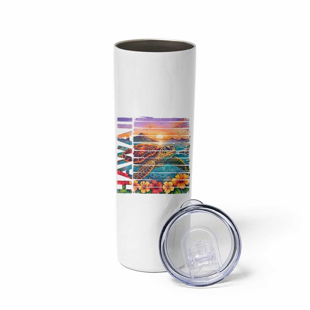 Hawaii Sea Turtle Skinny Tumbler Tropical Sunset Island Vacation Gift