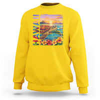 Hawaii Sea Turtle Sweatshirt Tropical Sunset Island Vacation Gift