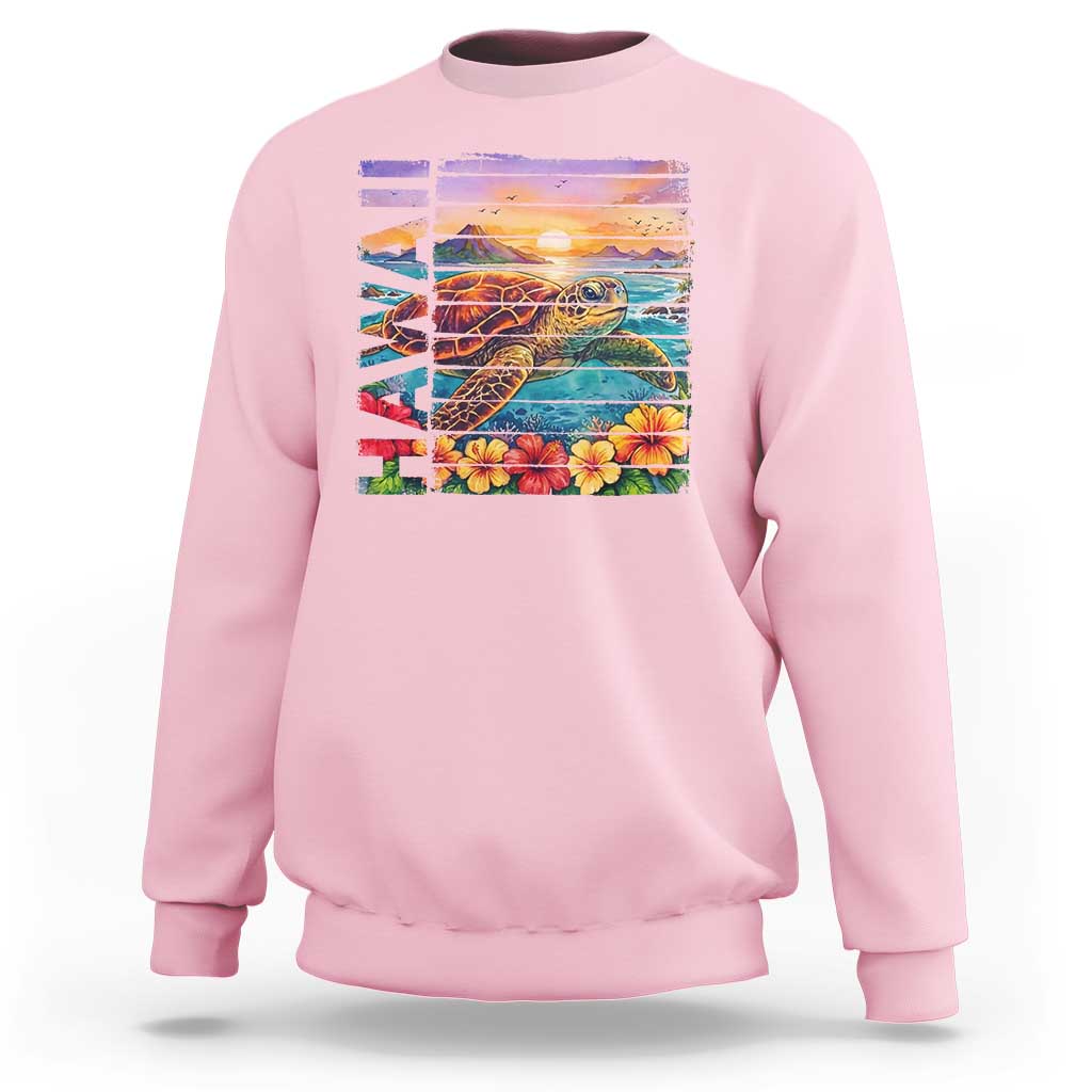 Hawaii Sea Turtle Sweatshirt Tropical Sunset Island Vacation Gift