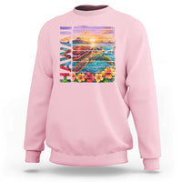 Hawaii Sea Turtle Sweatshirt Tropical Sunset Island Vacation Gift