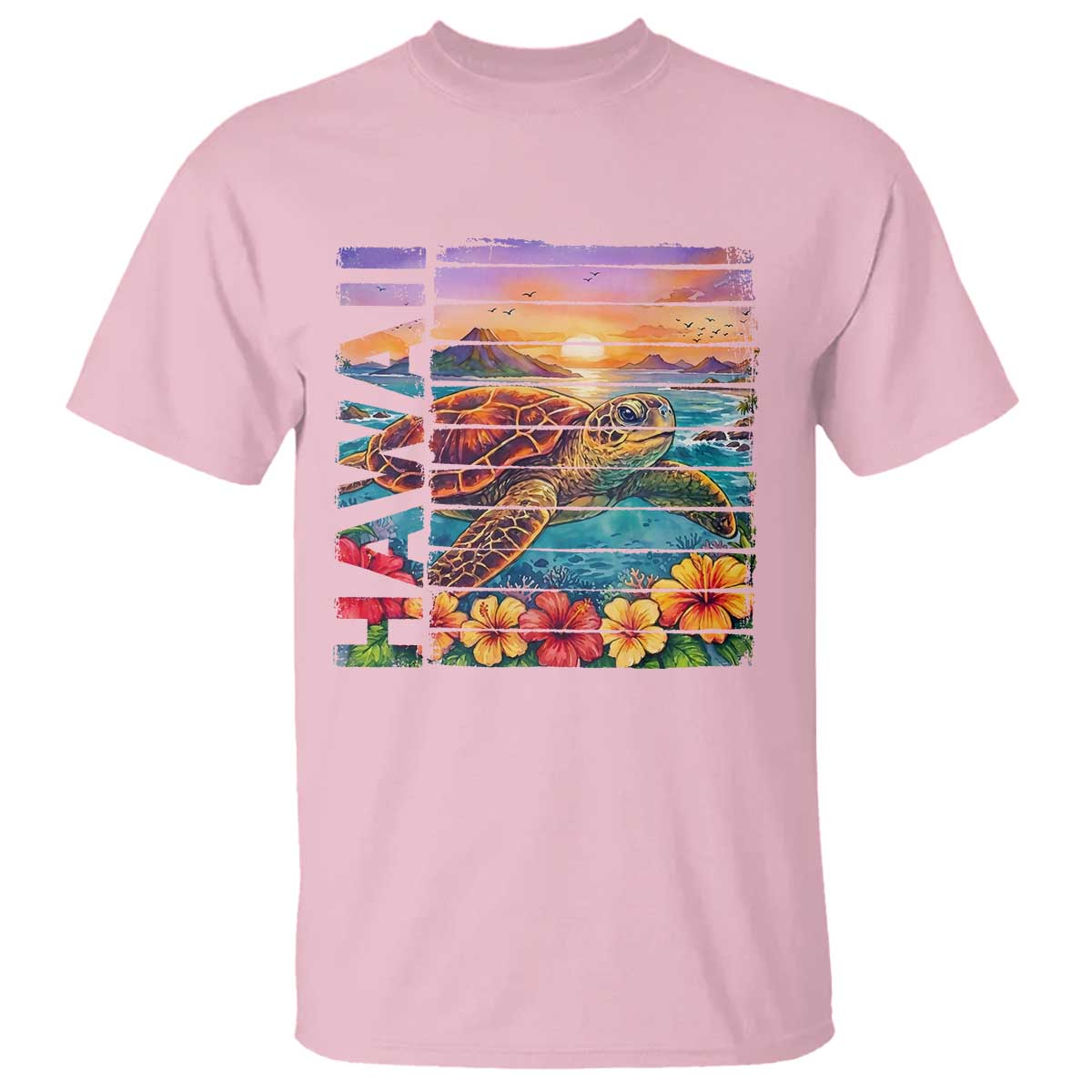 Hawaii Sea Turtle T Shirt Tropical Sunset Island Vacation Gift