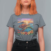 Hawaii Sea Turtle T Shirt For Women Tropical Sunset Island Vacation Gift