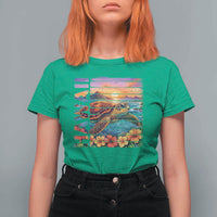 Hawaii Sea Turtle T Shirt For Women Tropical Sunset Island Vacation Gift