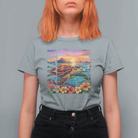 Hawaii Sea Turtle T Shirt For Women Tropical Sunset Island Vacation Gift
