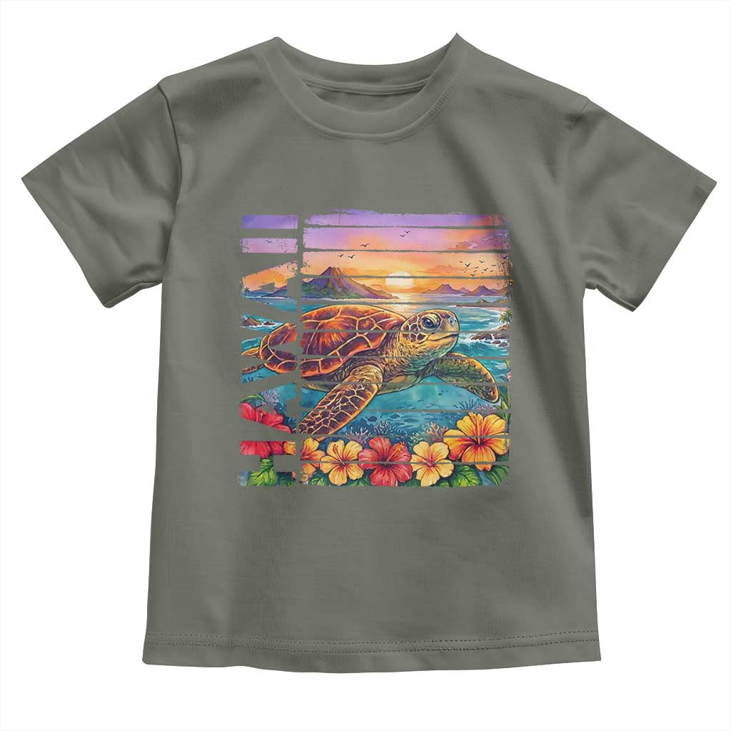 Hawaii Sea Turtle Toddler T Shirt Tropical Sunset Island Vacation Gift