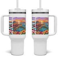 Hawaii Sea Turtle Tumbler With Handle Tropical Sunset Island Vacation Gift