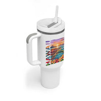 Hawaii Sea Turtle Tumbler With Handle Tropical Sunset Island Vacation Gift