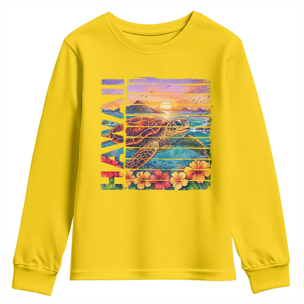 Hawaii Sea Turtle Youth Sweatshirt Tropical Sunset Island Vacation Gift