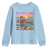 Hawaii Sea Turtle Youth Sweatshirt Tropical Sunset Island Vacation Gift
