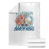 Beach Vibes Throw Blanket Floral Seashell Coastal Vacation Graphic