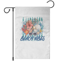 Beach Vibes Garden Flag Floral Seashell Coastal Vacation Graphic