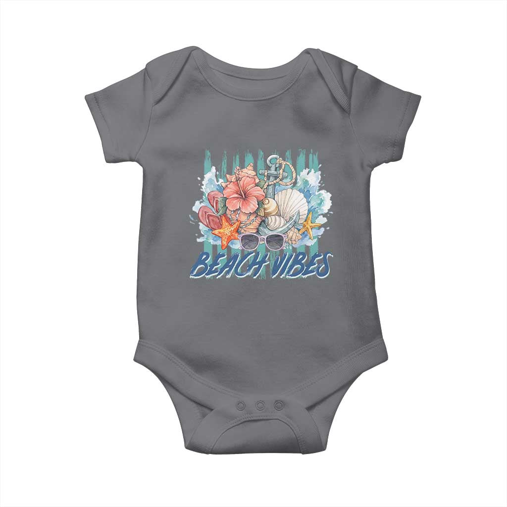 Beach Vibes Baby Onesie Floral Seashell Coastal Vacation Graphic