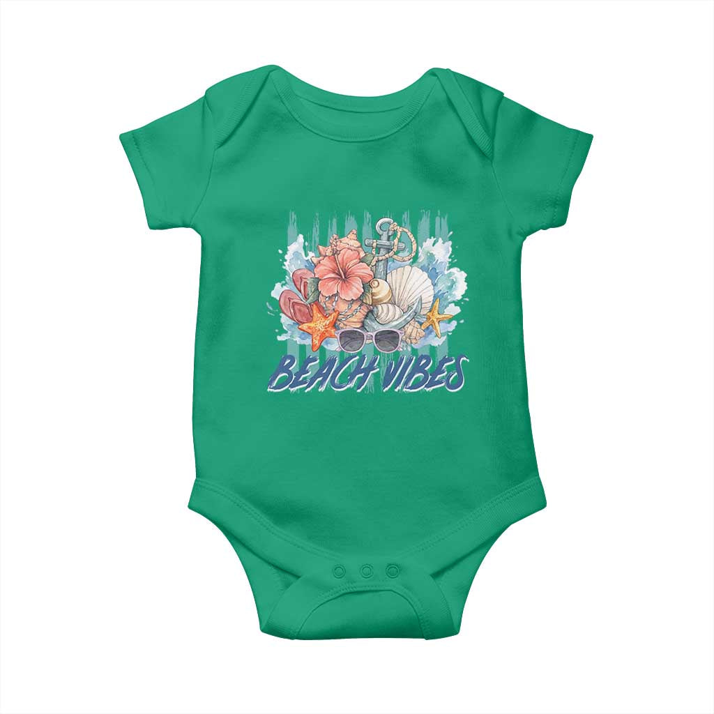 Beach Vibes Baby Onesie Floral Seashell Coastal Vacation Graphic