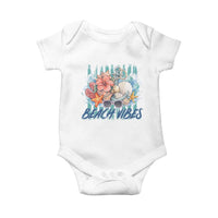 Beach Vibes Baby Onesie Floral Seashell Coastal Vacation Graphic