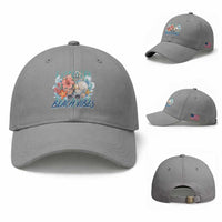 Beach Vibes Baseball Cap Floral Seashell Coastal Vacation Graphic