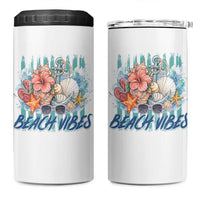 Beach Vibes 4 in 1 Can Cooler Tumbler Floral Seashell Coastal Vacation Graphic