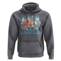 Beach Vibes Hoodie Floral Seashell Coastal Vacation Graphic