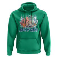 Beach Vibes Hoodie Floral Seashell Coastal Vacation Graphic