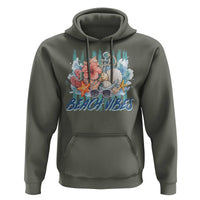 Beach Vibes Hoodie Floral Seashell Coastal Vacation Graphic