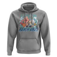 Beach Vibes Hoodie Floral Seashell Coastal Vacation Graphic