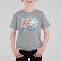Beach Vibes T Shirt For Kid Floral Seashell Coastal Vacation Graphic