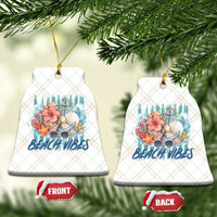 Beach Vibes Ceramic Ornament Floral Seashell Coastal Vacation Graphic