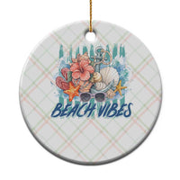 Beach Vibes Ceramic Ornament Floral Seashell Coastal Vacation Graphic