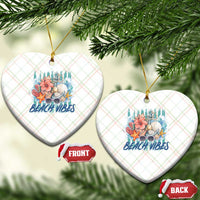 Beach Vibes Ceramic Ornament Floral Seashell Coastal Vacation Graphic