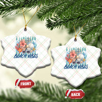 Beach Vibes Ceramic Ornament Floral Seashell Coastal Vacation Graphic