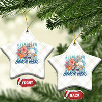 Beach Vibes Ceramic Ornament Floral Seashell Coastal Vacation Graphic