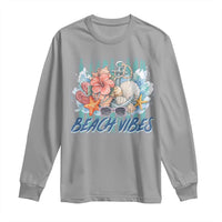 Beach Vibes Long Sleeve Shirt Floral Seashell Coastal Vacation Graphic