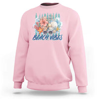 Beach Vibes Sweatshirt Floral Seashell Coastal Vacation Graphic