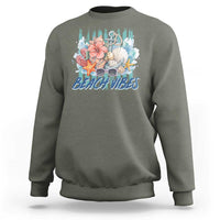 Beach Vibes Sweatshirt Floral Seashell Coastal Vacation Graphic