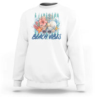 Beach Vibes Sweatshirt Floral Seashell Coastal Vacation Graphic