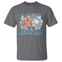 Beach Vibes T Shirt Floral Seashell Coastal Vacation Graphic