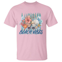 Beach Vibes T Shirt Floral Seashell Coastal Vacation Graphic