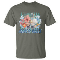 Beach Vibes T Shirt Floral Seashell Coastal Vacation Graphic