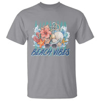 Beach Vibes T Shirt Floral Seashell Coastal Vacation Graphic